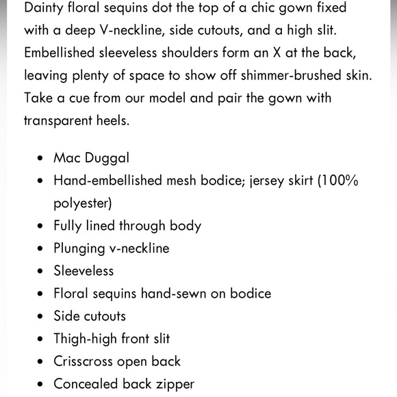 Mac Duggal 2 White Floral Sequined Criss Cross Bodice Maxi Gown NWT Cut Out - Picture 4 of 13